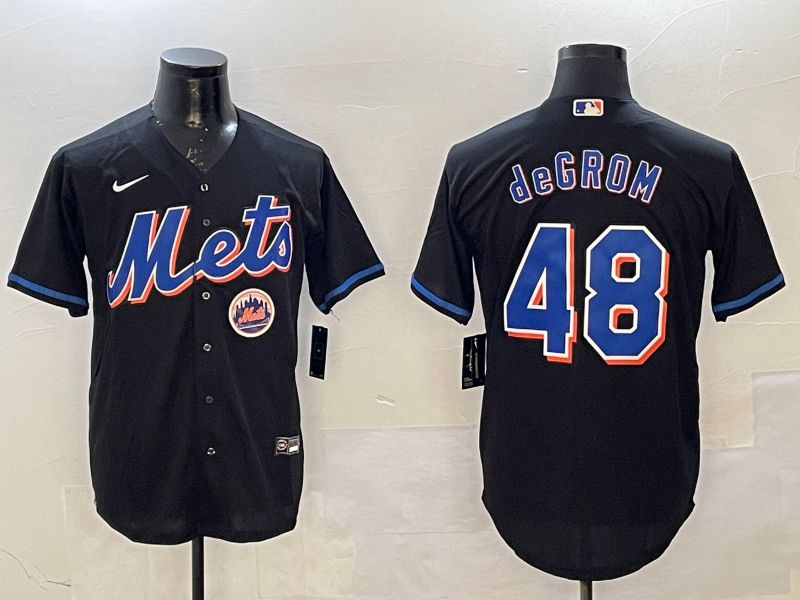 Men New York Mets #48 Degrom Black Game Nike 2025 MLB Jersey style 4